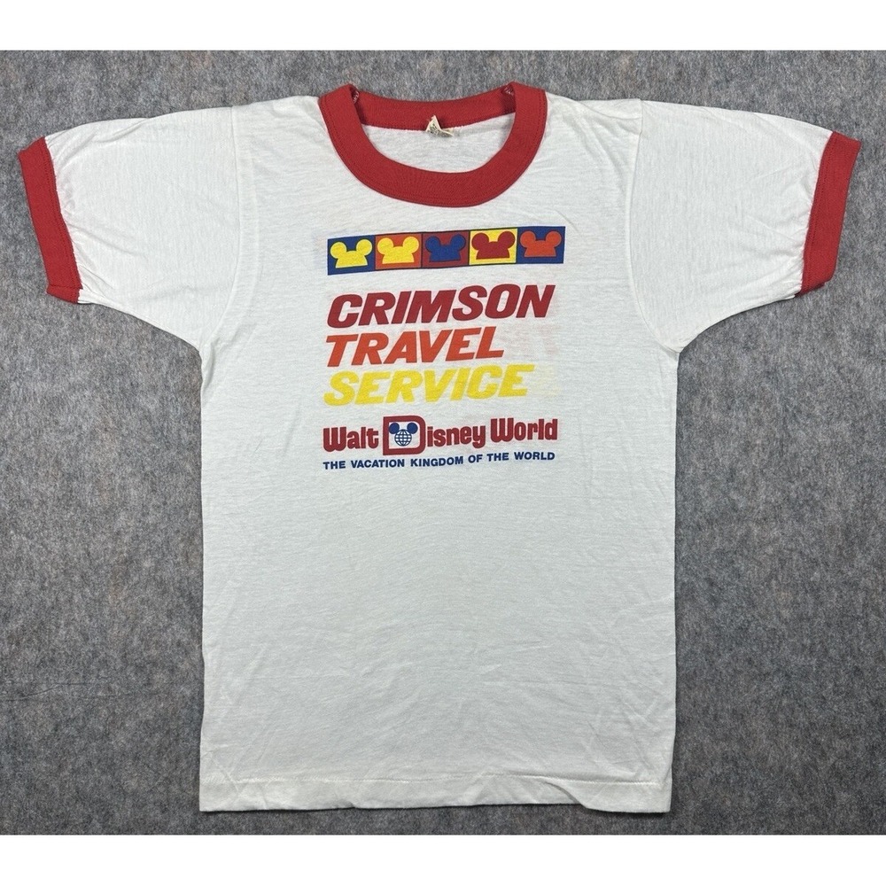 Vintage 80s Walt Disney World T Shirt Size Small Screen Stars Crimson Travel